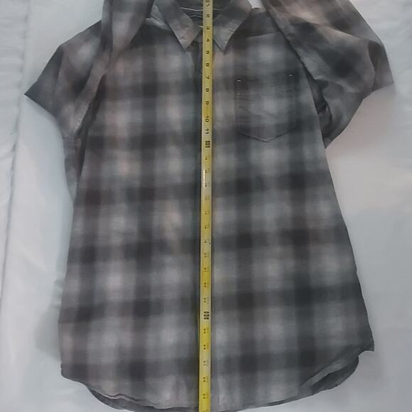 Thread & Cloth Gray Plaid Long Sleeve Button Down L Western Cabincore Fisherman - Picture 6 of 10